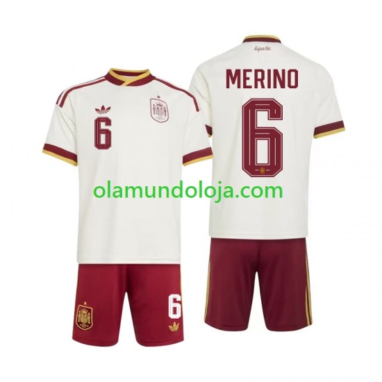 Camisola Espanha Mikel Merino 6 Criança Equipamento Segundo Copa do Mundo 2026 Manga Curta